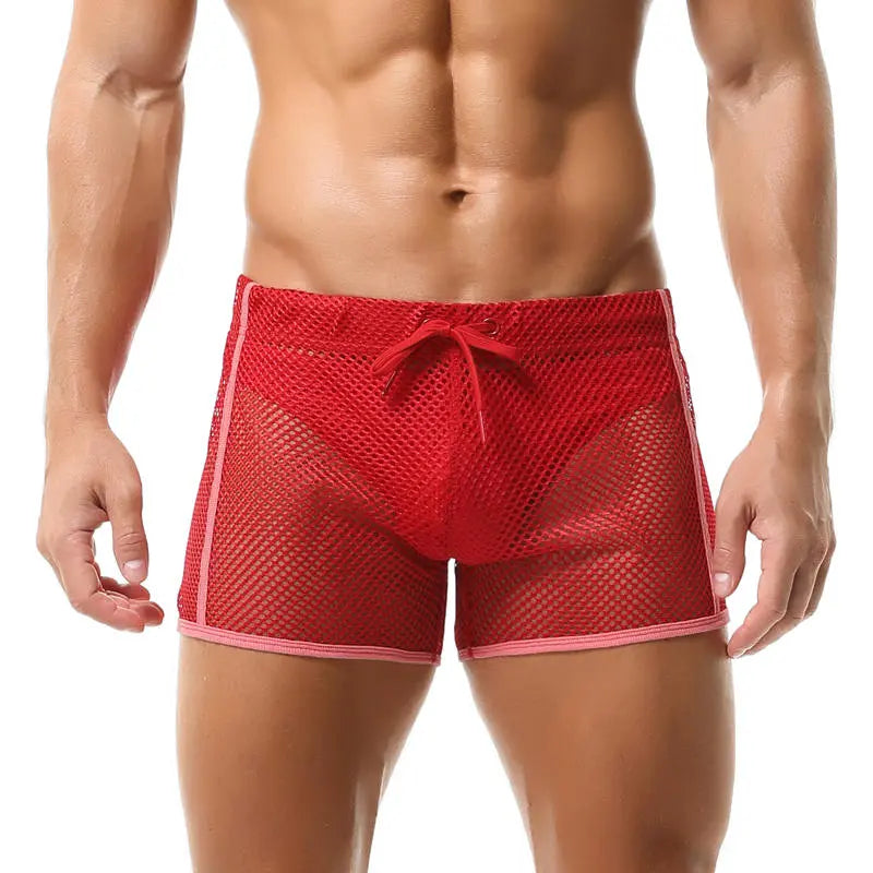 Fishnet Transparent Shorts Seobean Swimwear Men Sexy Gay Swimming Trunks Beach See-through Mesh Swimsuit Boxer Briefs Underwear The Locker Room Jock