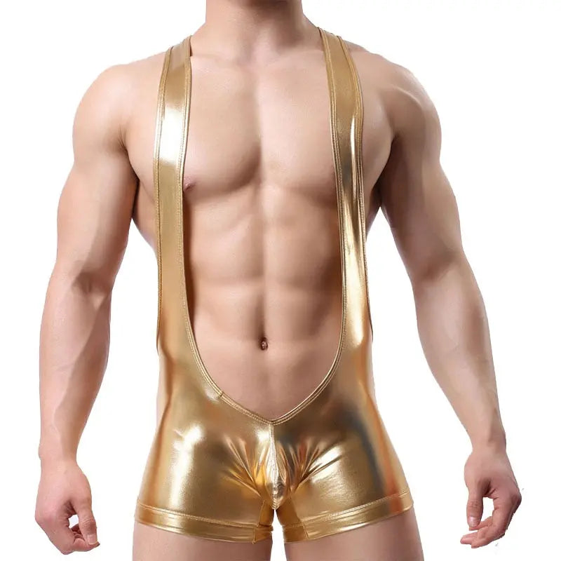 Wrestling Open Chest Faux Singlet Clever-Menmode