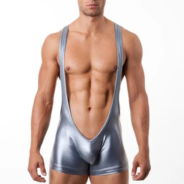 Wrestling Open Chest Faux Singlet Clever-Menmode