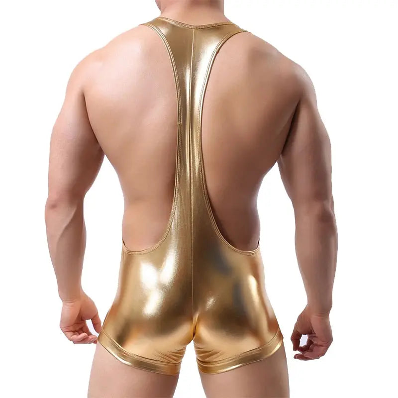 Wrestling Open Chest Faux Singlet Clever-Menmode